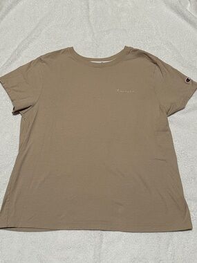 Champion Women’s Tan Short Sleeve T-Shirt with Tonal Logo Size XL